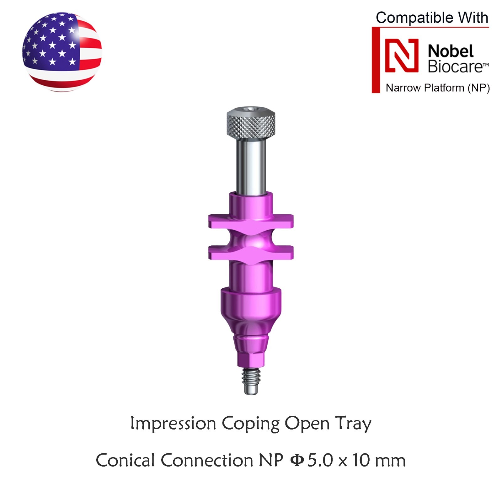 US Dental Nobel Biocare Active Impression Transfer Coping Open/Close Tray NP/RP