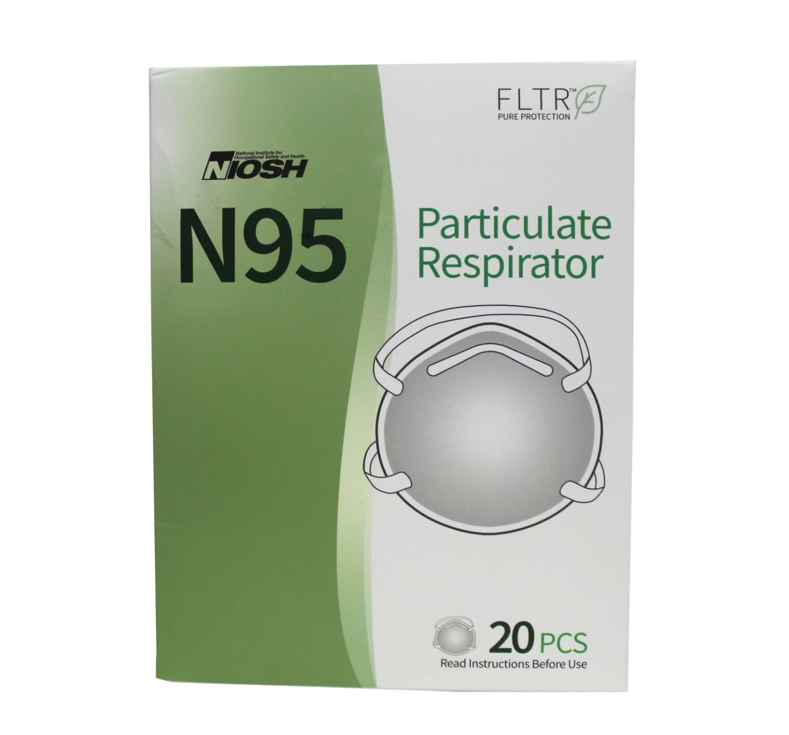 FLTR N95 Particulate Respirator Masks 20-Pack NIOSH Approved SS9001-N95 NEW
