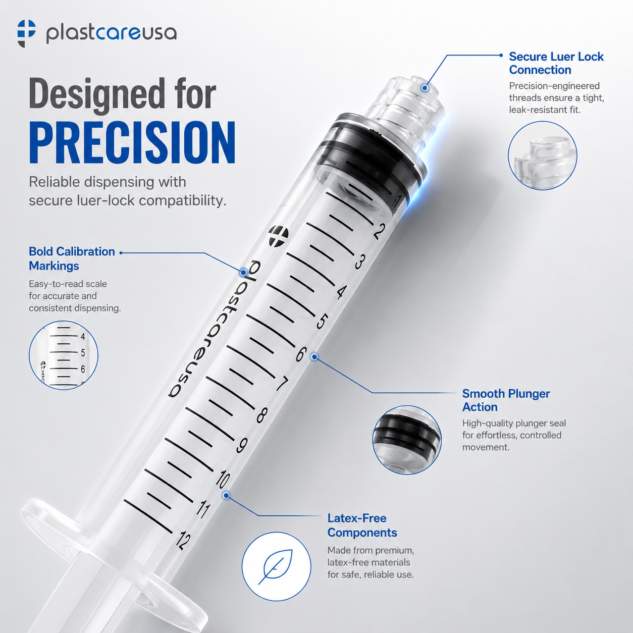 100 12ml 12cc Luer Lock Disposable Syringes (Non Sterile) Saline Oral Medicine