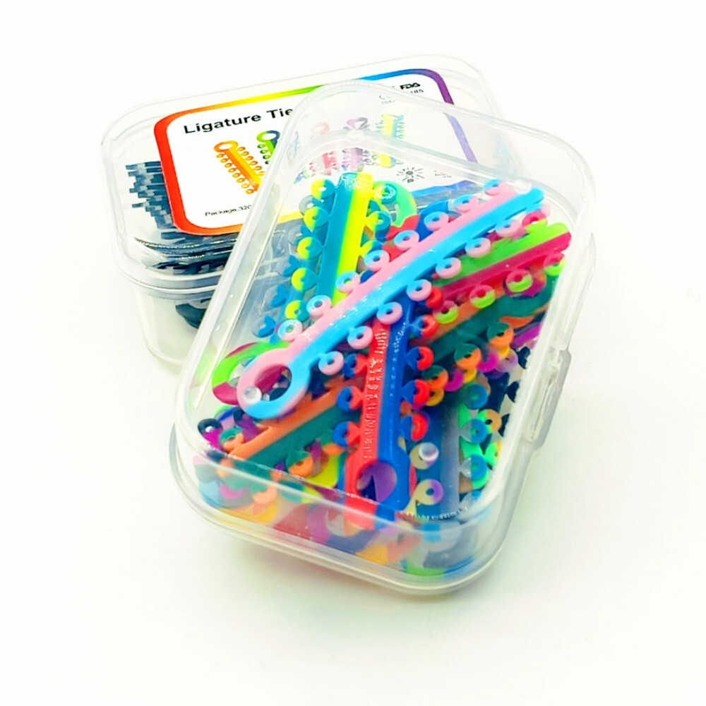 2 Sizes Dental Orthodontic Ligature Ties Elastic Rubber Band Brace Mixed Color