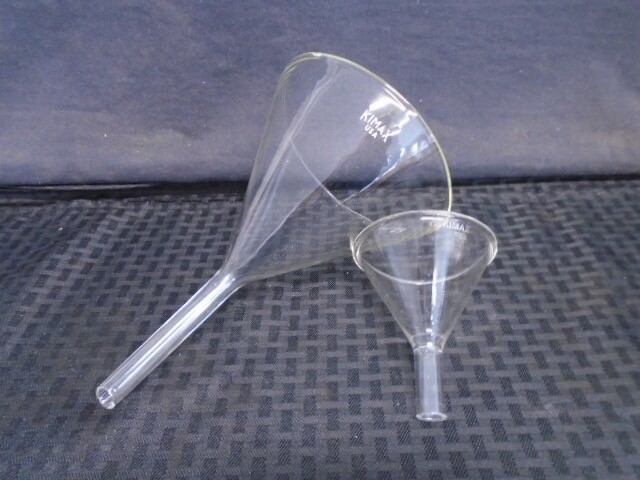 KIMBLE KIMAX Glass 75mm ID And 143mm ID Powder Filling Funnels 2/Pcs B