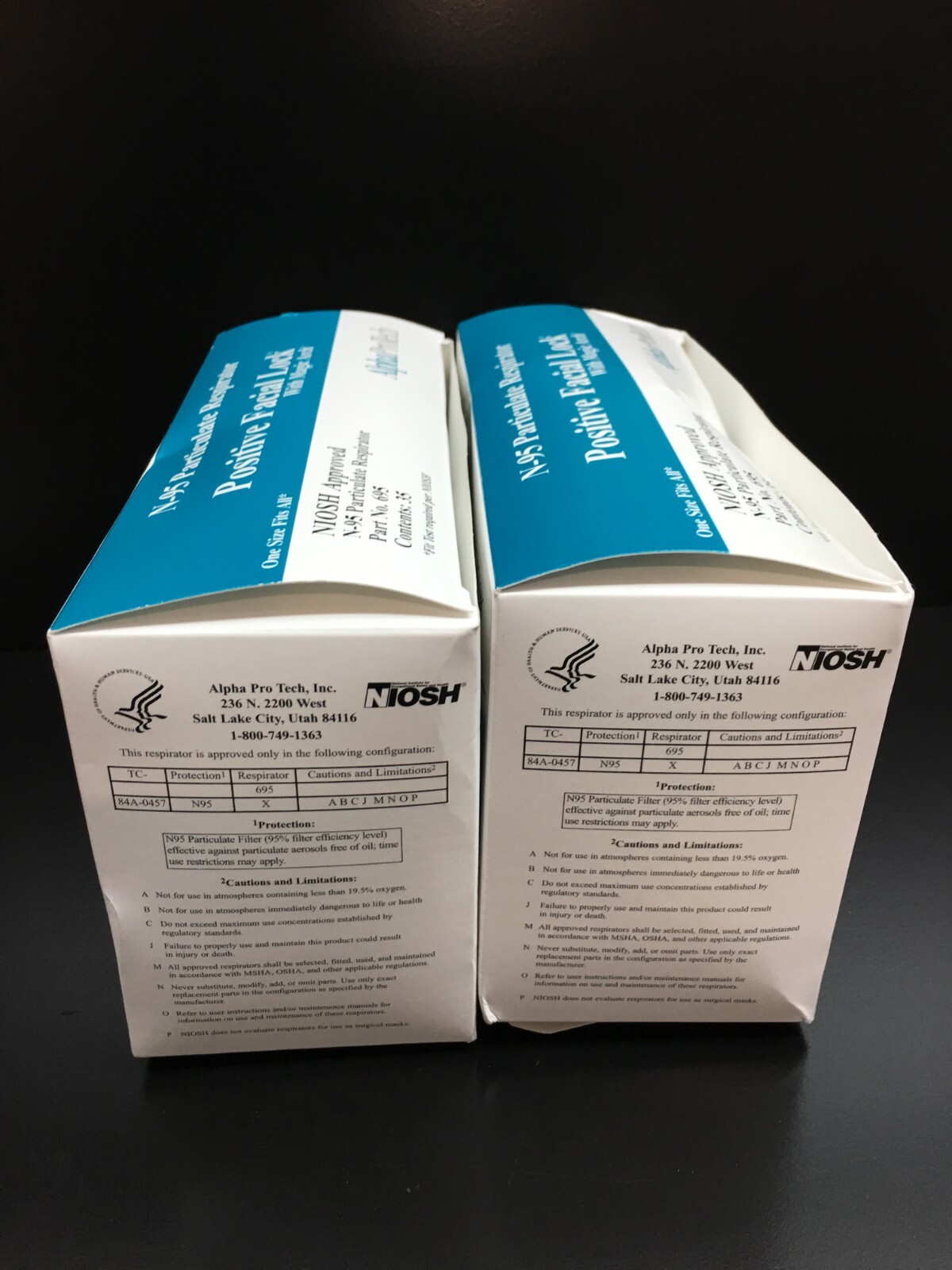 Alpha Pro Tech N-95 respirator particulate Masks Lot 2 PKS