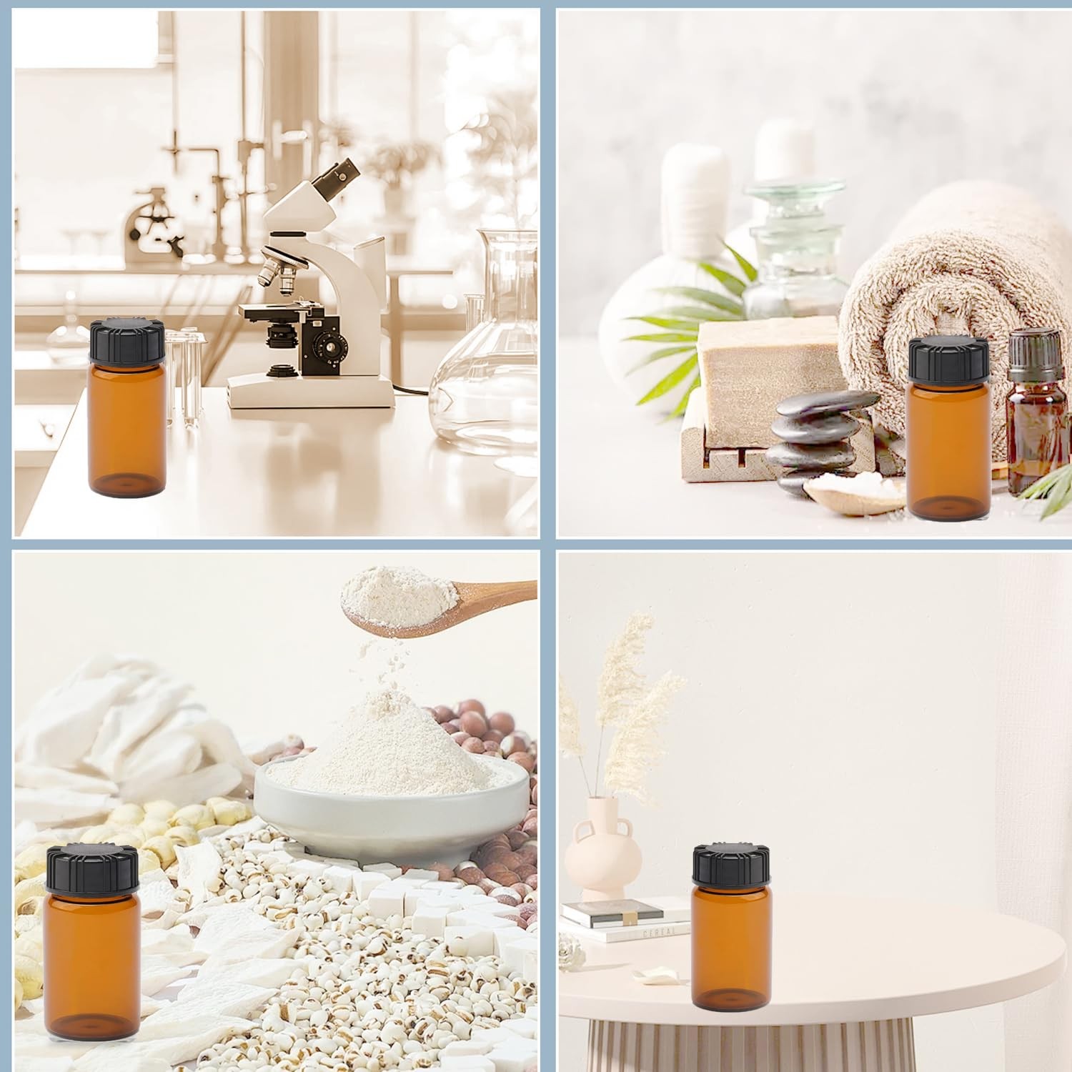 JIUWU 10ml Liquid Sampling Sample 10ml Glass Bottles Vials 0.3 Oz Screw Cap
