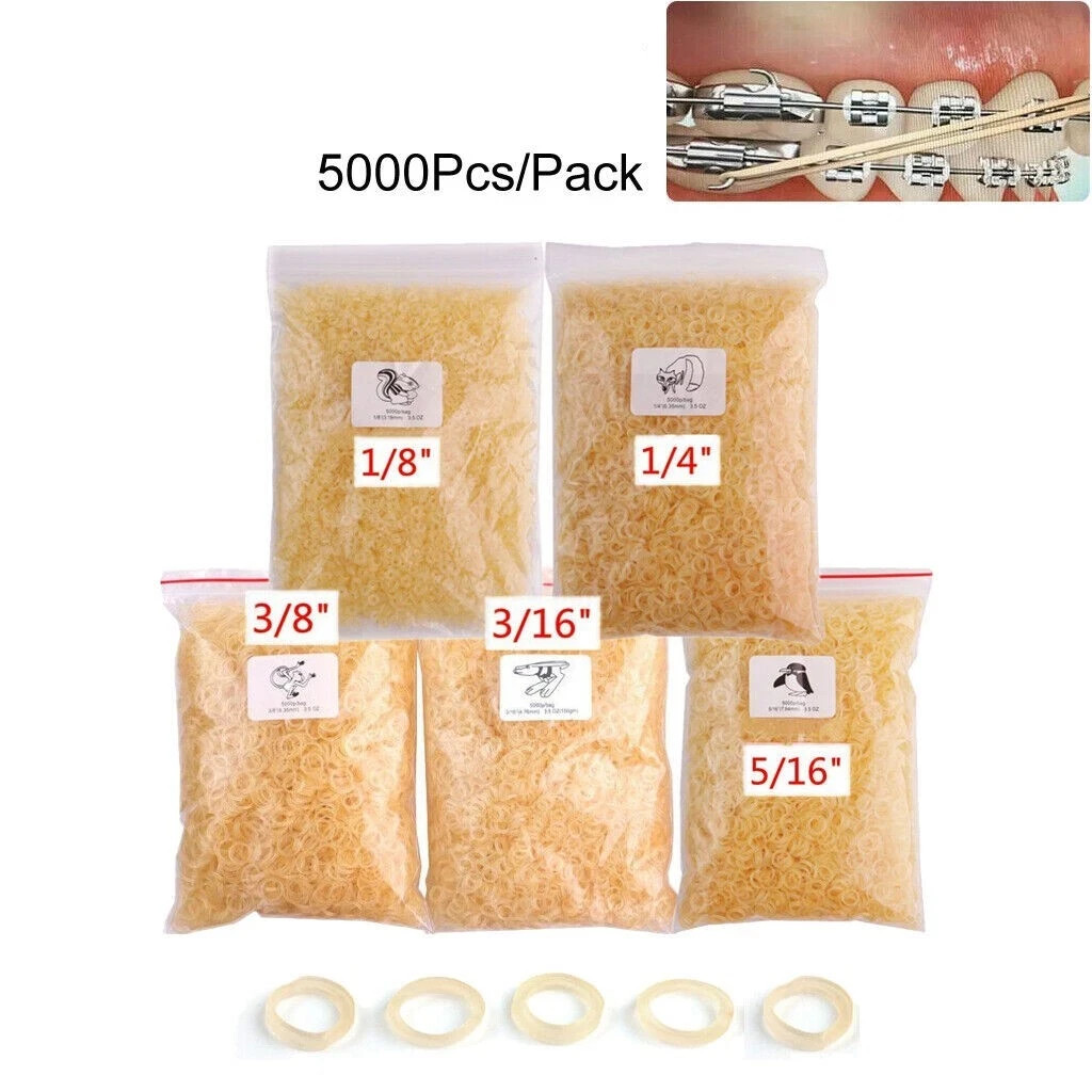5000 Pcs/Bag Dental 3.5/4.5/6.5Oz Orthodontic Rubber Bands Elastics Latex Braces