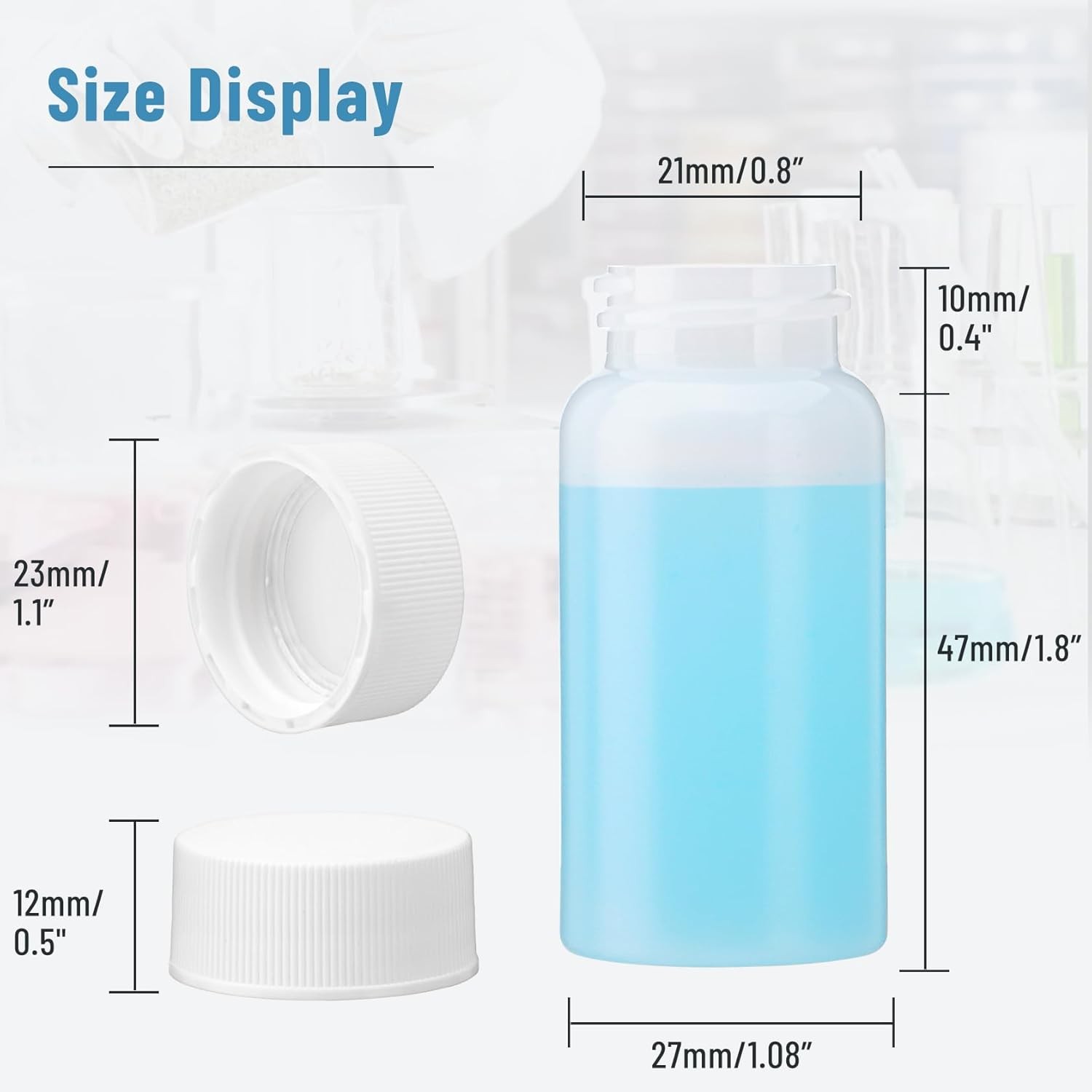 20mL Scintillation Vial HDPE Scintillation Vials w/22-400 White Screw Cap 100Pcs