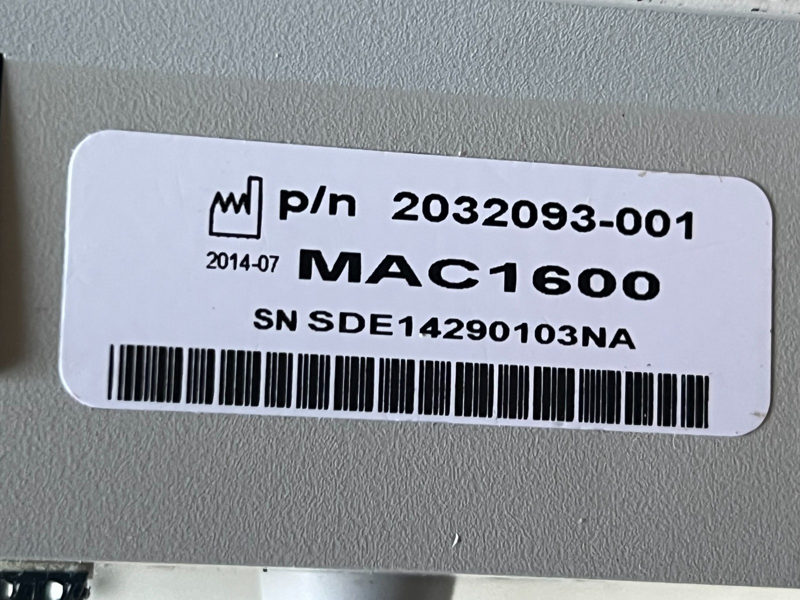 GE MAC 1600 EKG Machine W/Leads