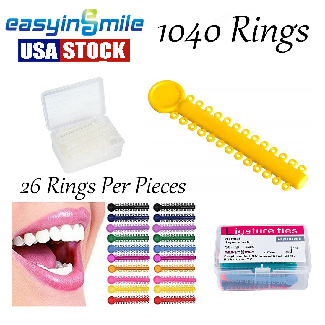 40Pcs/1PACK Dental Orthodontic Ligature Ties Elastic Rubber Bands 1040 Rings
