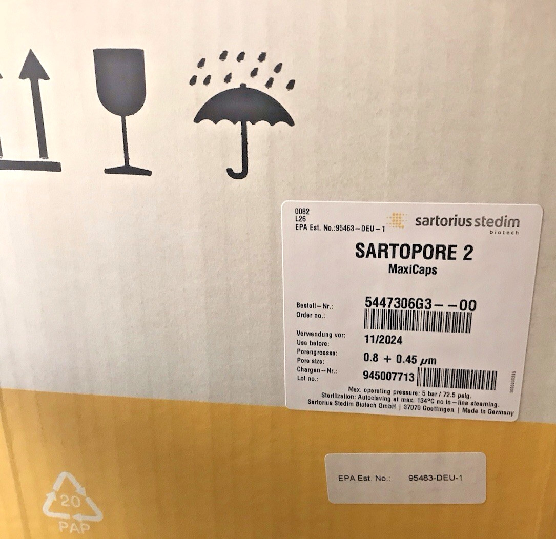 Sartorius Sartopore 2 MaxiCaps 0.8 + 0.45 µm 30″ 5447306G3–00 – New
