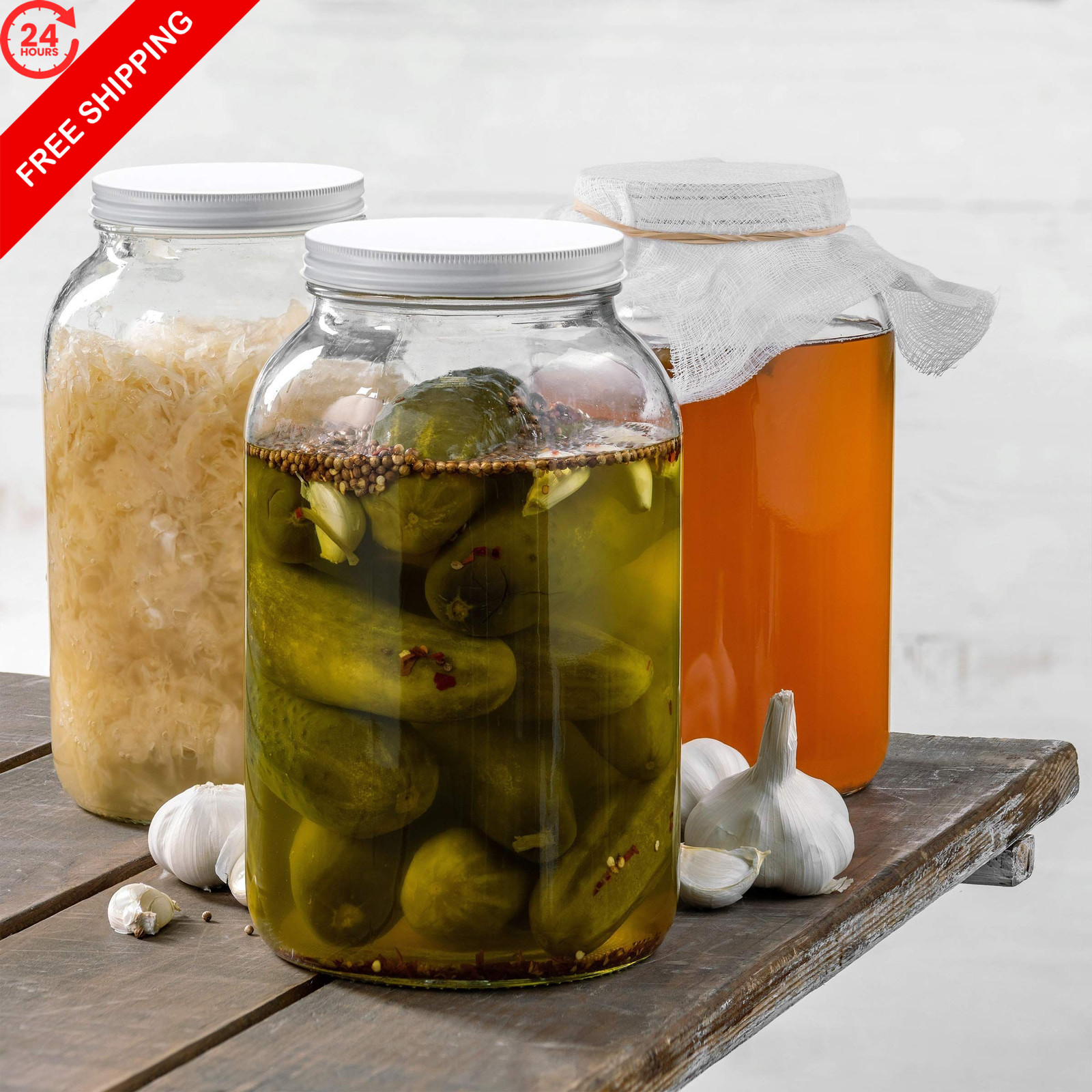 1 Gallon 6 inches (L) x 10 (H), 1 gallon capacity, Metal Lid, 2 Pack