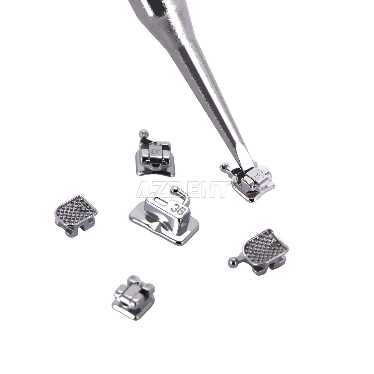 AZDENT Brackets de Ortodoncia Dental Autoligado Pasivo MBT/Roth 022 Ganchos 345