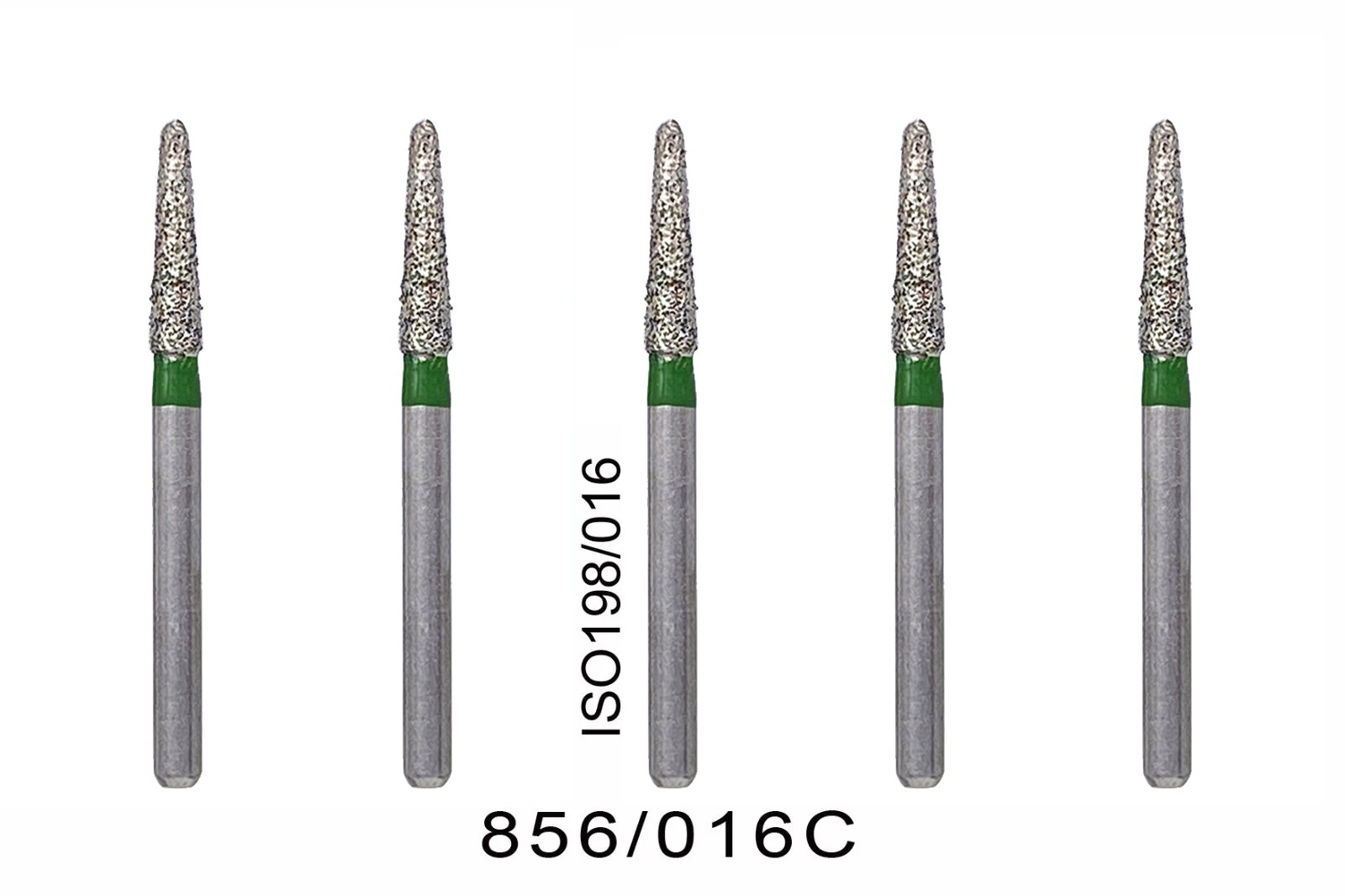 Dental Diamond Burs FG 856/016C Round End Taper Coarse Grit Green High Speed Bur