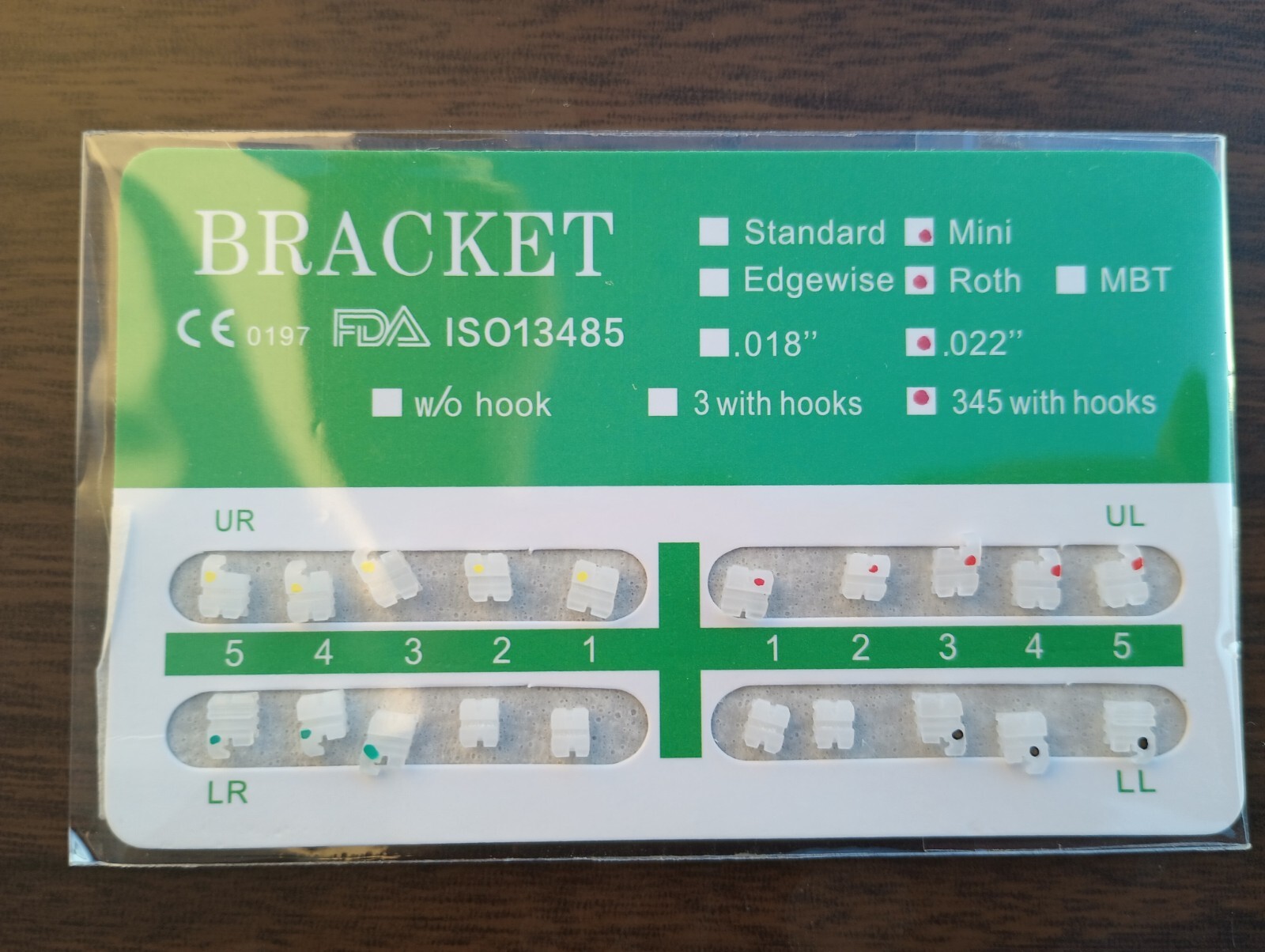 1 pack Dental Orthodontic Ceramic Brackets Braces Mini Roth.022 Hooks 3-4-5