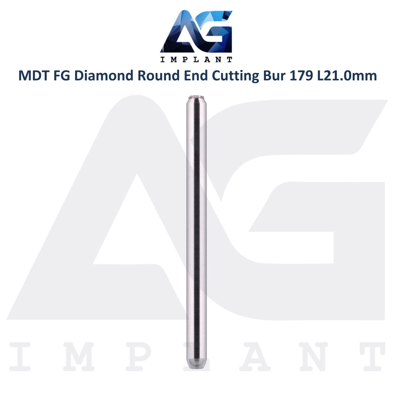 MDT Dental FG Diamond Coated Round End Cutting Bur 179 L21.0mm Ø0.16mmX1.5mm
