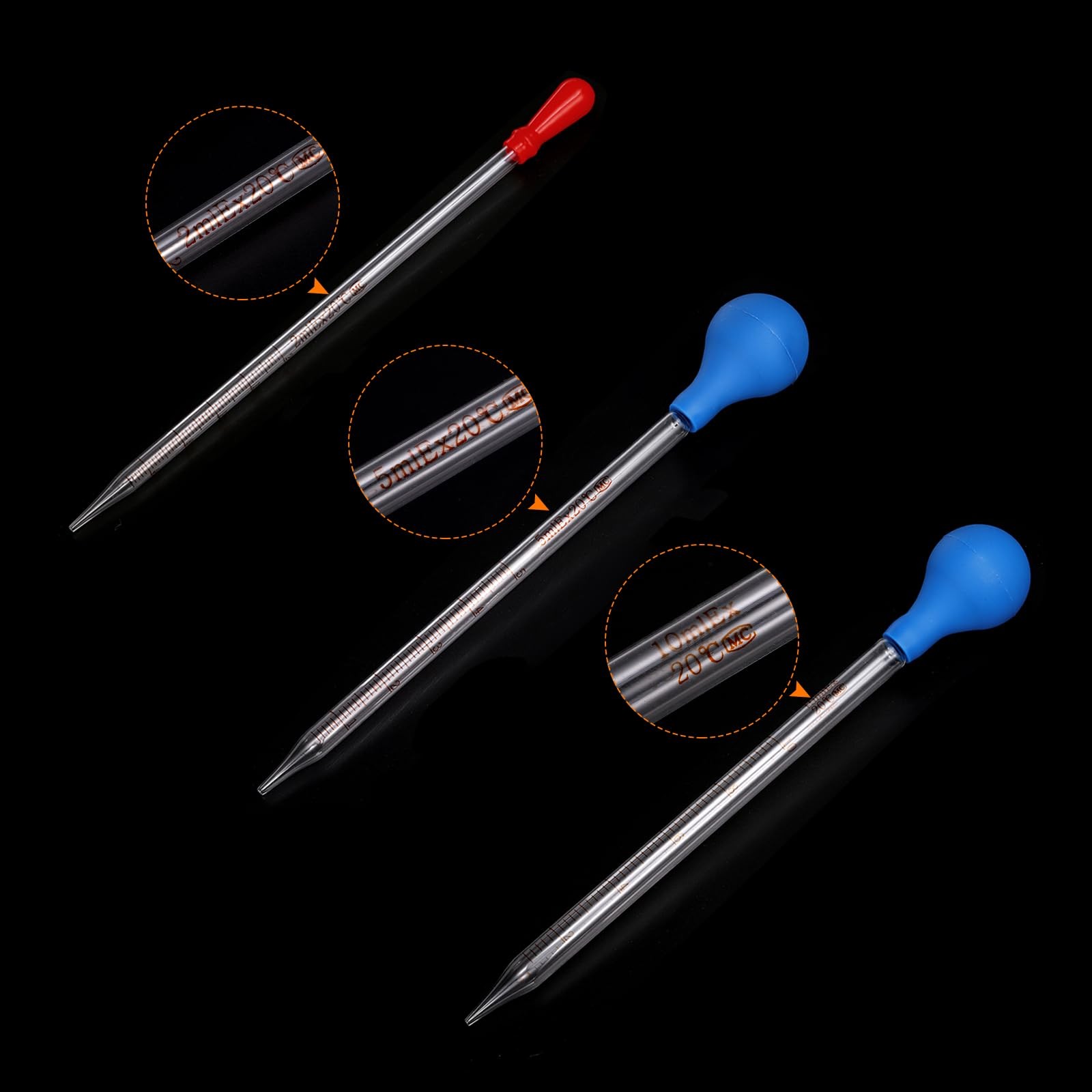 PATIKIL Graduated Dropper Pipettes Kit, 3 Pack 2ml 5ml 10ml Borosilicate…