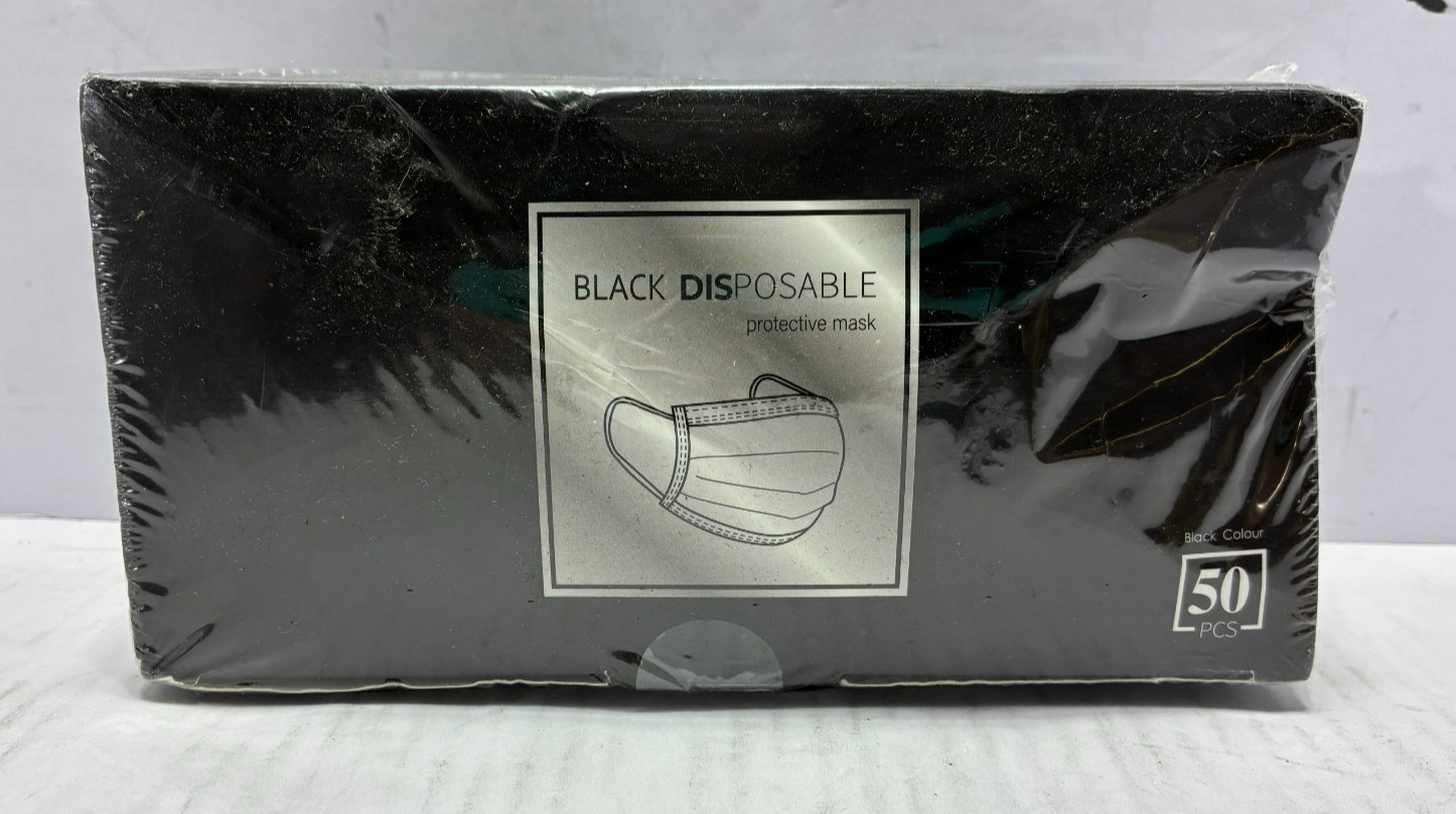 50 Pieces Black Disposable Face Masks Adult Unisex