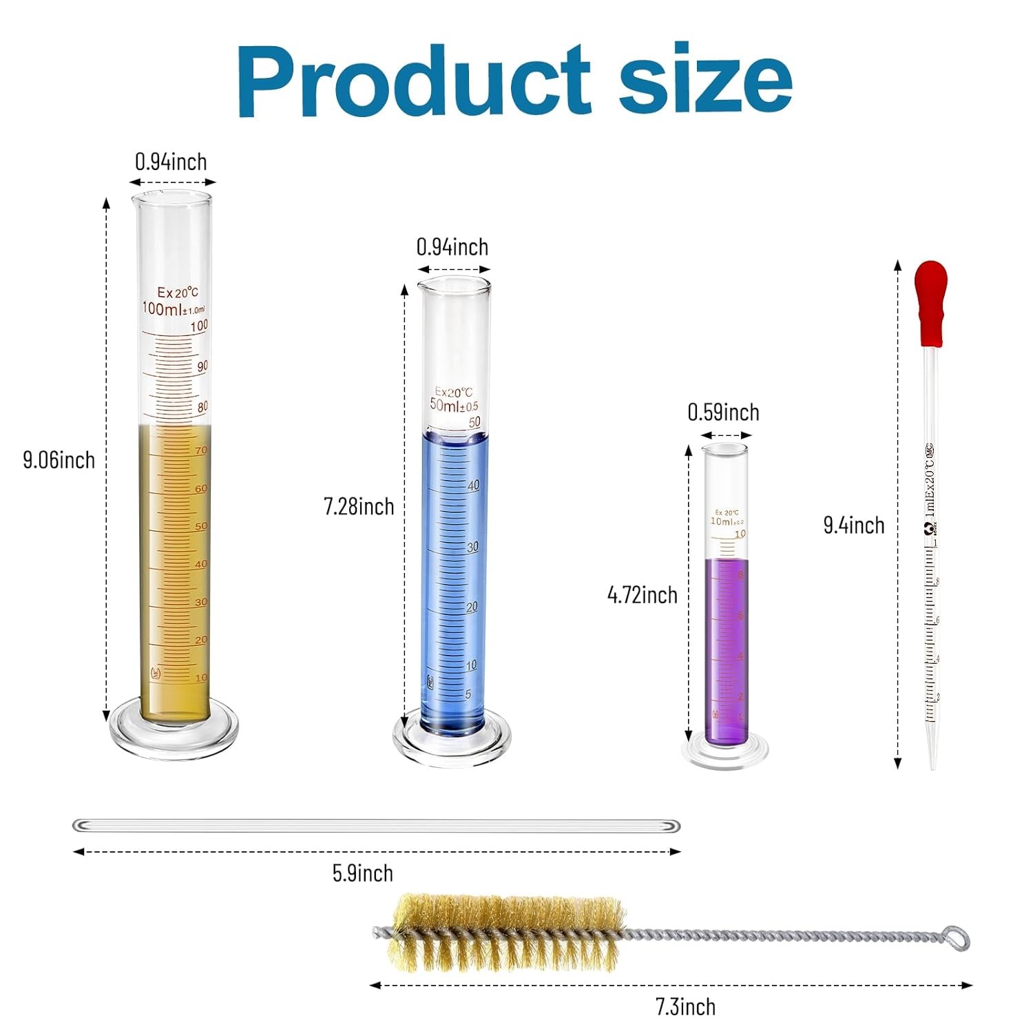 14Pcs/11Pcs Lab Flask Glass Measuring Beaker 10/50/100ml Graduated Cylinder Kit