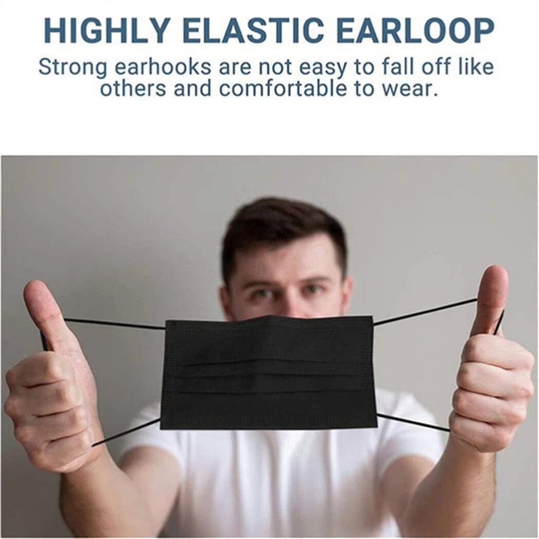 2000 PCS Disposable 3-PLY Black Face Mask Ear loop Mouth Cover WHOLESALE