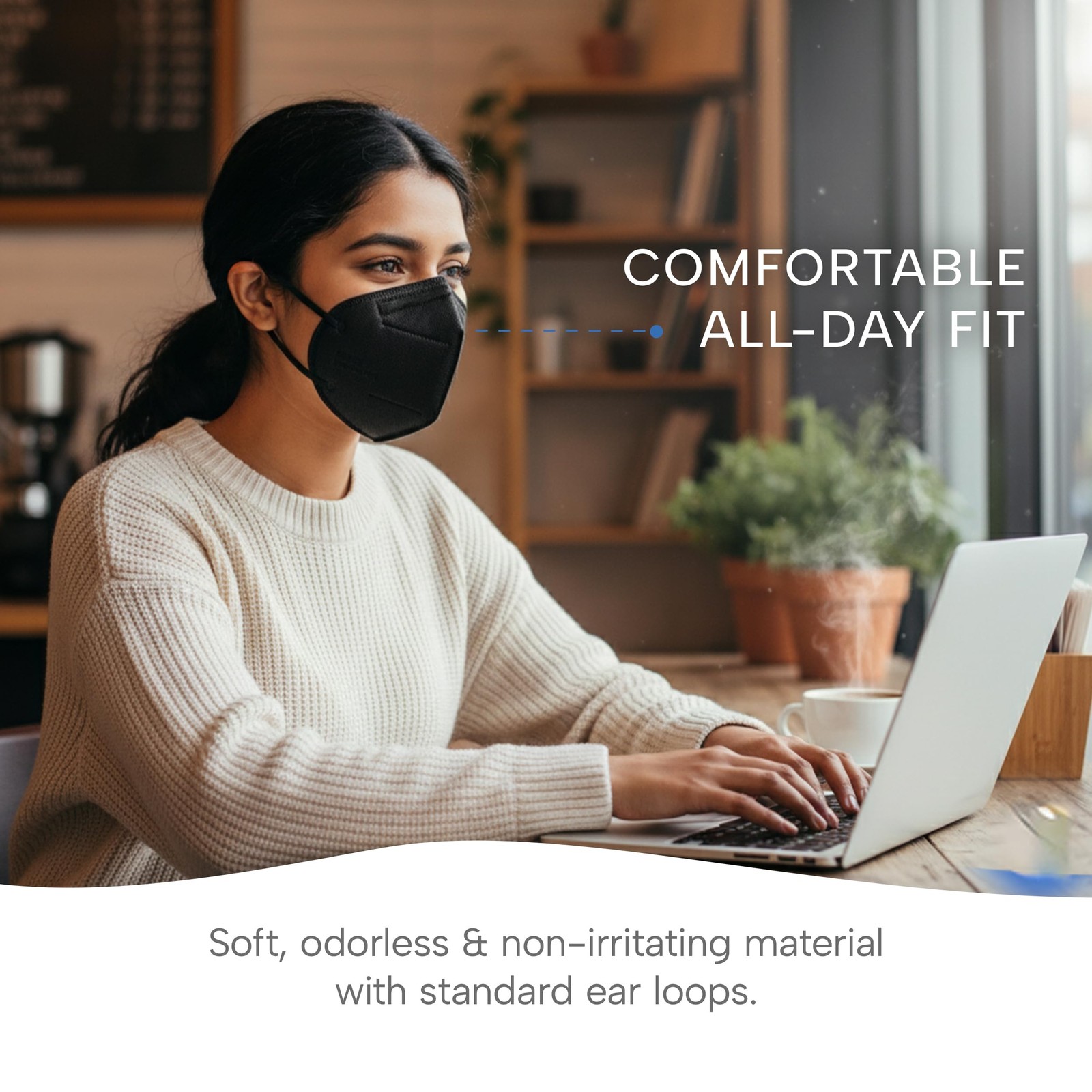 Welcome Series KN95 Face Mask, Black, Medium, Pack of 50