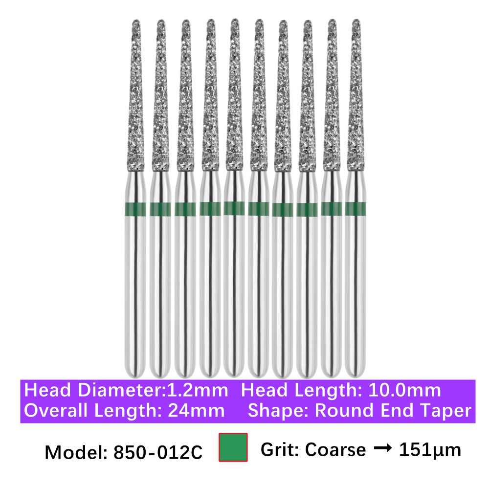 Vakker 10pc Dental Round End Taper FG Diamond Bur 850-012C Coarse Grit