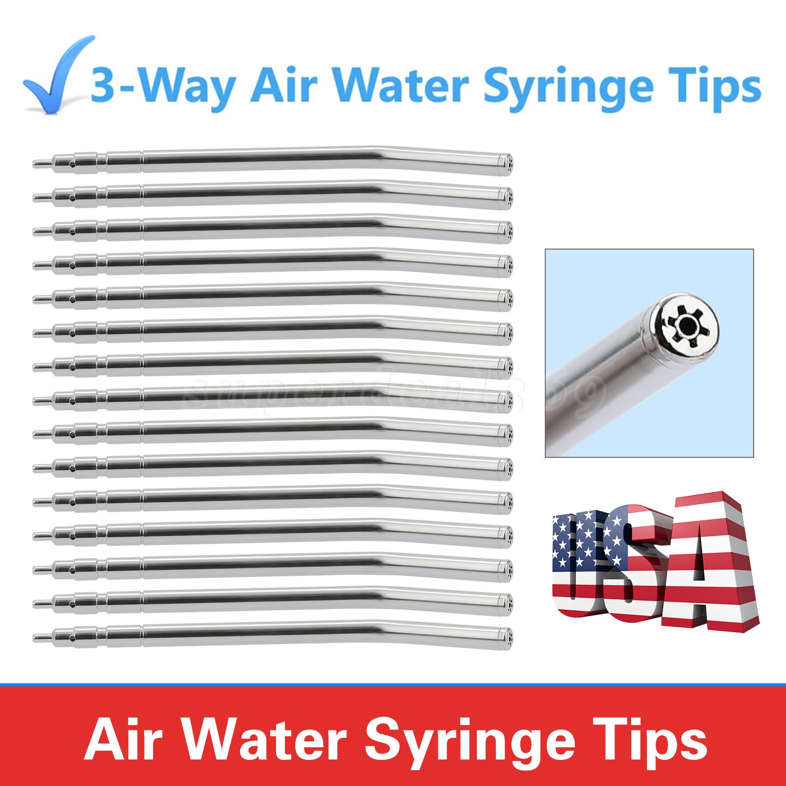 50x Dental Air Water Syringe Spray Nozzles 3-in-1 Alloy Tubes Tips Three Way SA