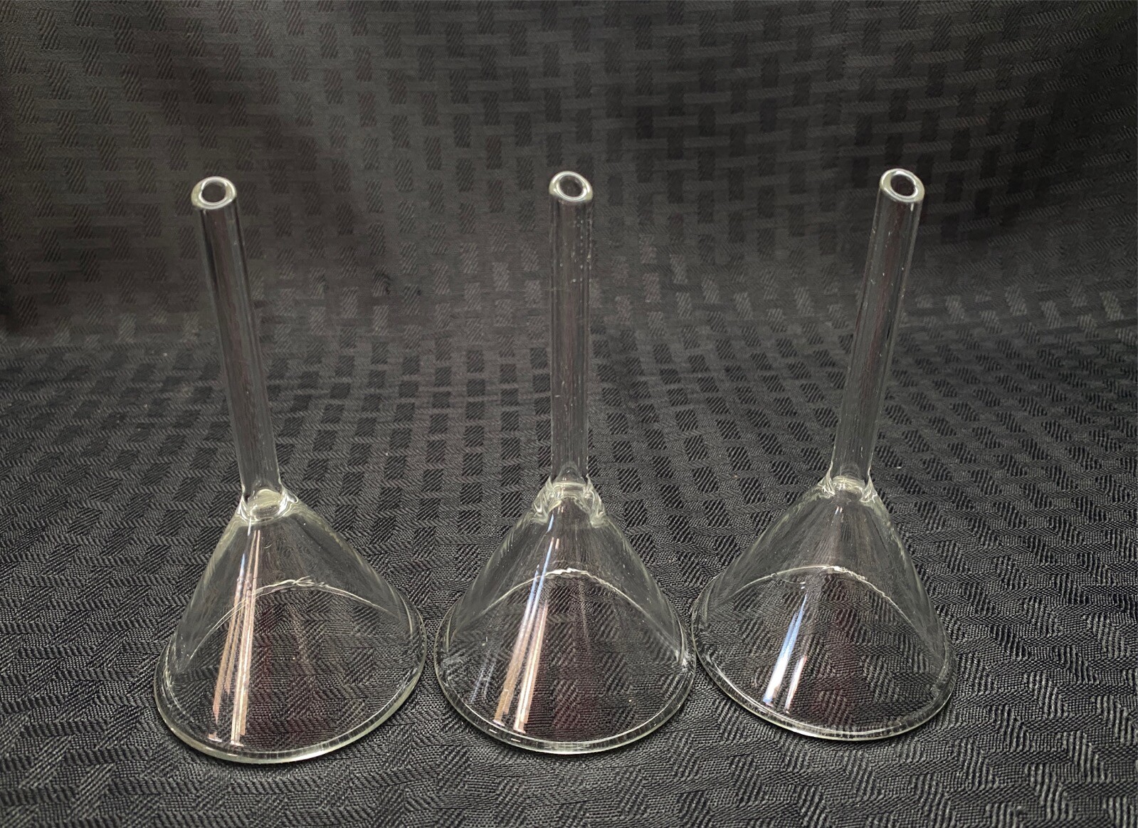 (3) Kimble Kimax Glass 55mm ID 58º Angle Filling Funnel, Short Stem 28950-55