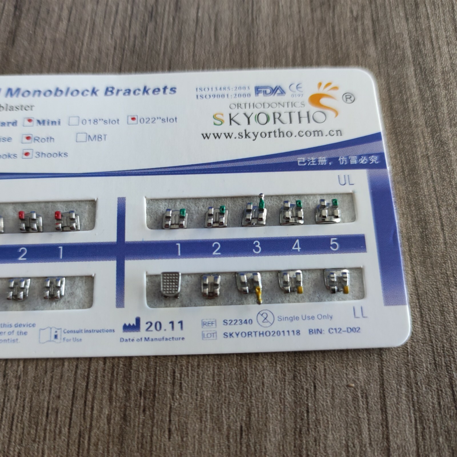 10 Packs Dental Orthodontics Brackets Braces Mini Roth 022 3 Hook MIM Monoblock
