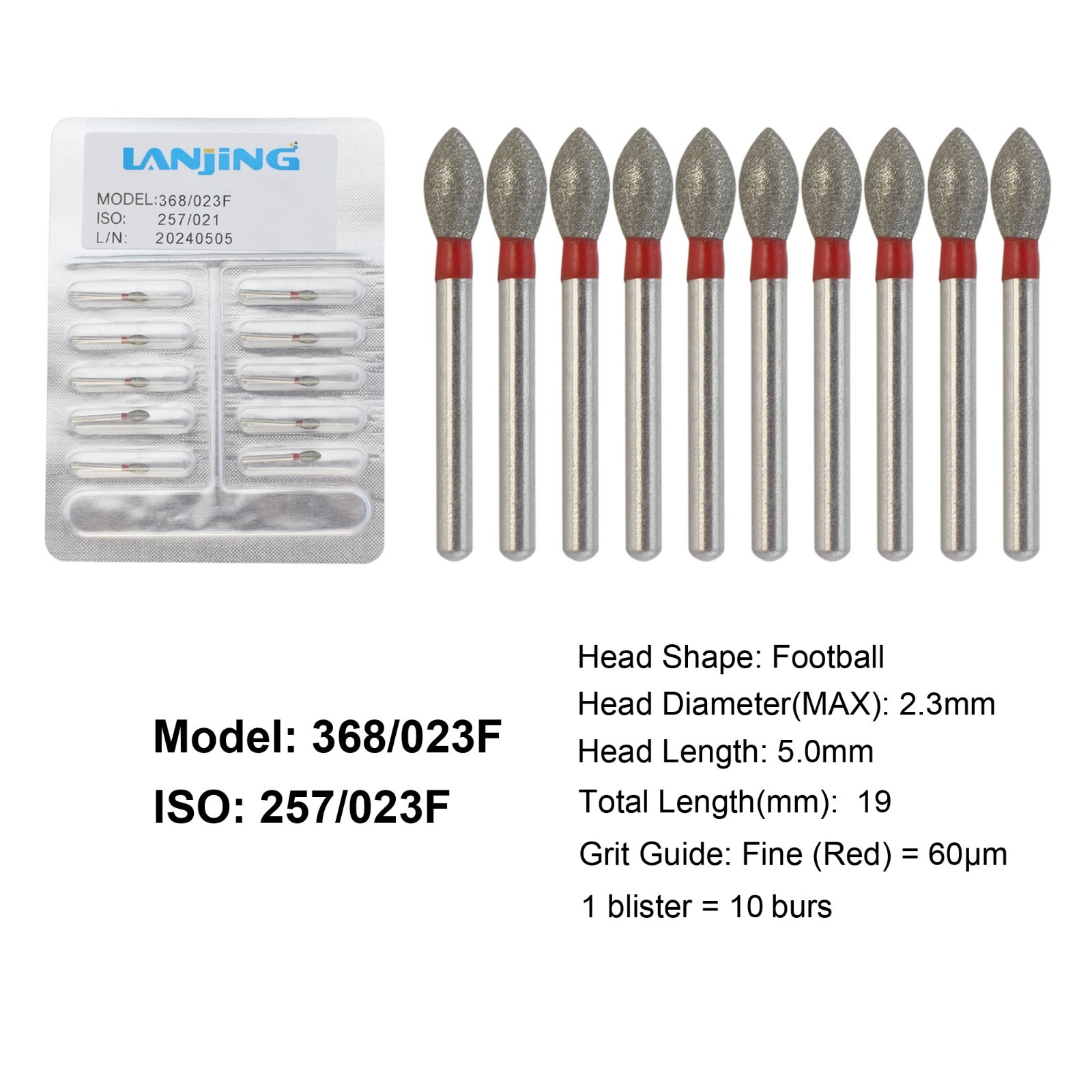 Dental Diamond Burs Football Round End Taper Coarse Fine FG High Speed 856 850