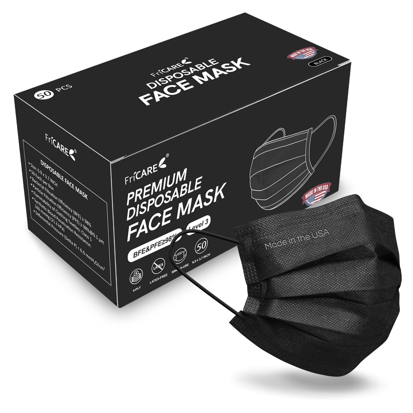 Made in USA Disposable Face Masks, 4-Ply ASTM Level 3 Medical Grade, FSA/HSA …