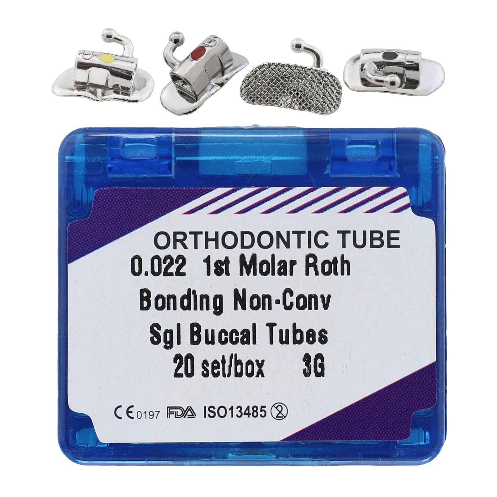 Dental Orthodontic Buccal Tubes 1st 2nd Molar Brackets Roth MBT 0.022 20 Sets 3G