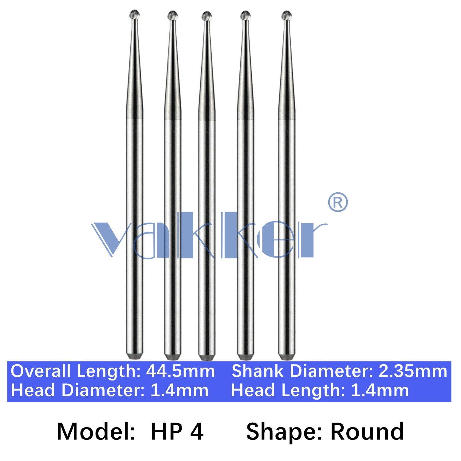 Vakker Dental HP 1 2 4 6 8 37 Carbide Burs For Straight Handpiece 2.35mm 5pc/pk