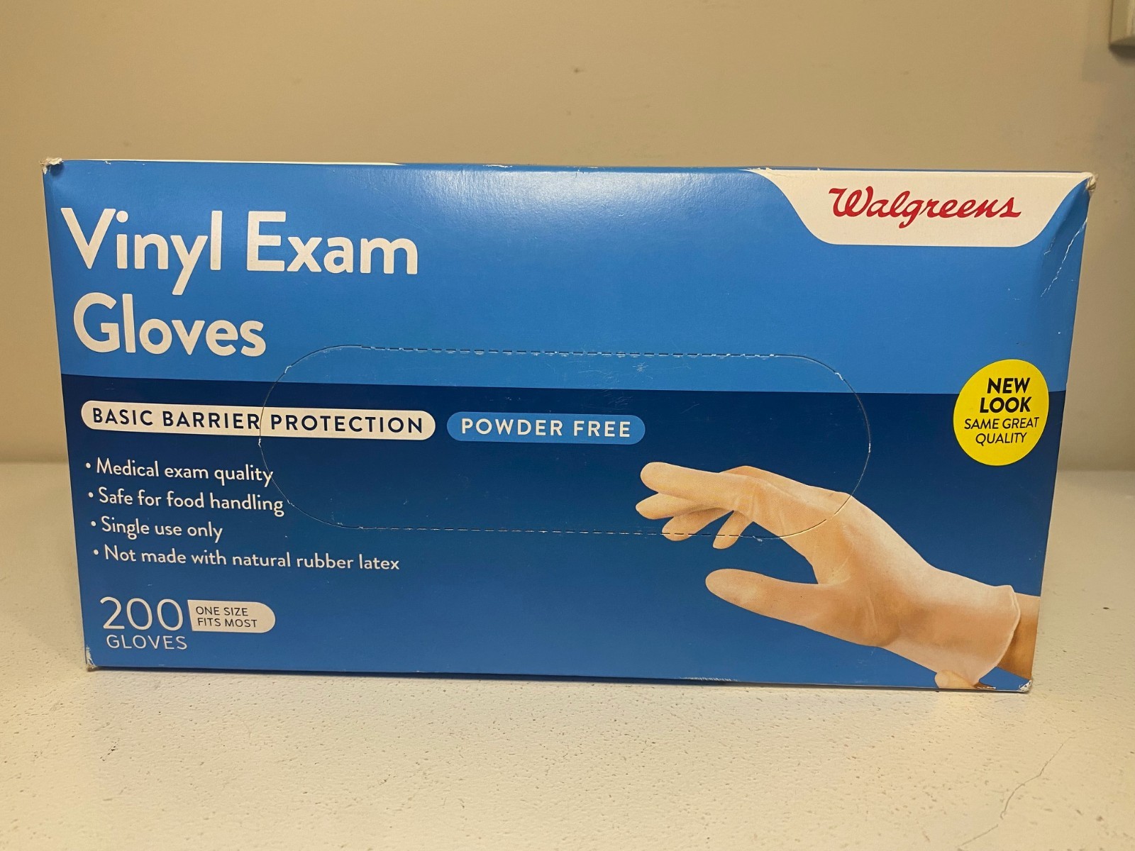 New Walgreens Vinyl Exam Gloves Powder Free One Size Fits Most 200 Count PVC