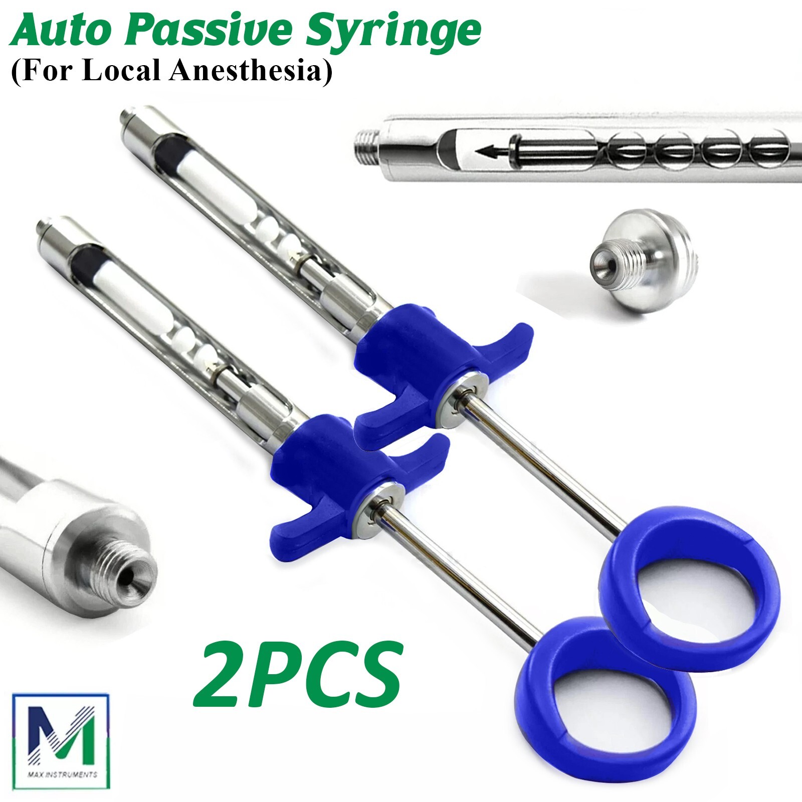 Set of 2 Dental Anesthetic Auto Passive Syringes 1.8ml | JERINGAS DE ANESTESIA