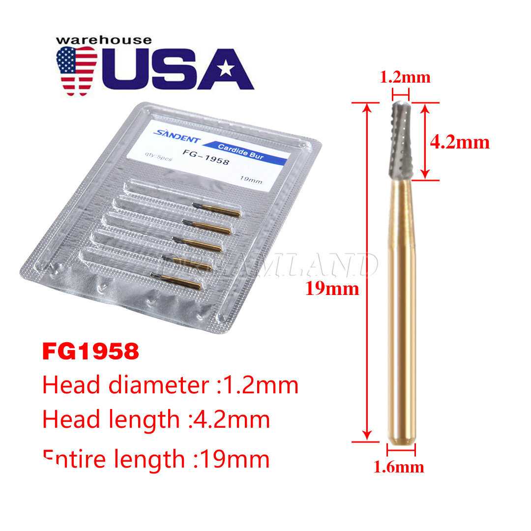 Dental Tungsten Carbide Burs Crown Cutter Transmetal FG 1958 Ø1.2mm
