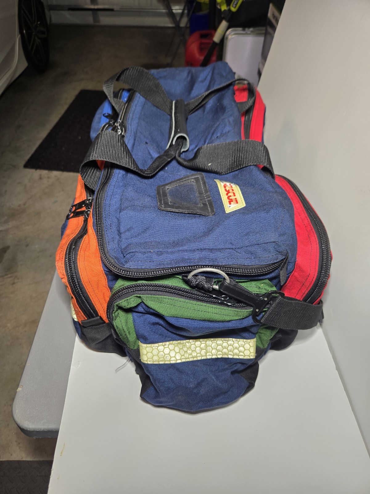 L.A. Rescue EMS/Trauma First Aid Gear Bag Blue w/ Red/Orange Trim, Multi Zip