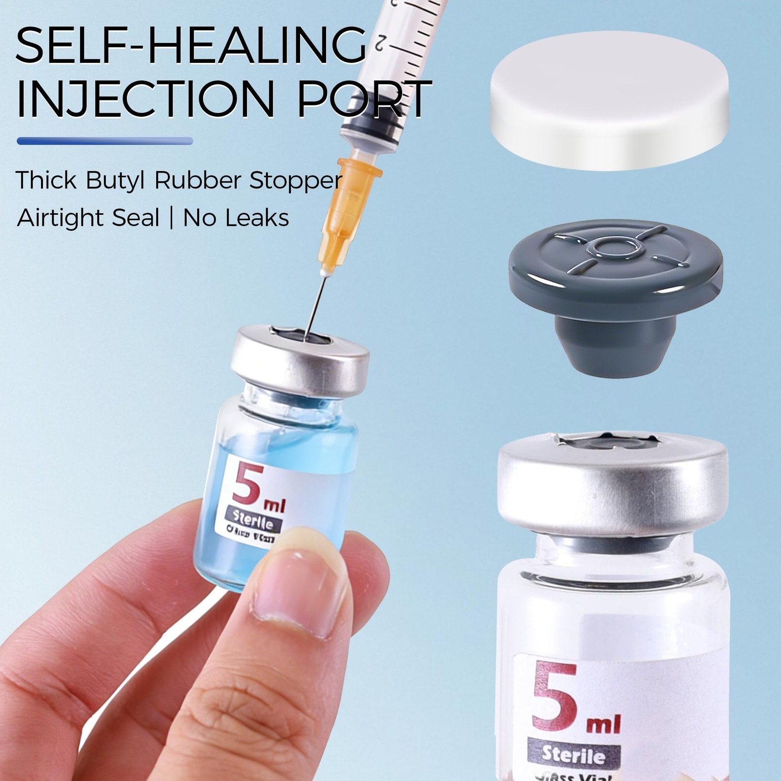 10 Pack 5ml Sterile Vials for Injections, Self-Healing Port, Empty Vials for …