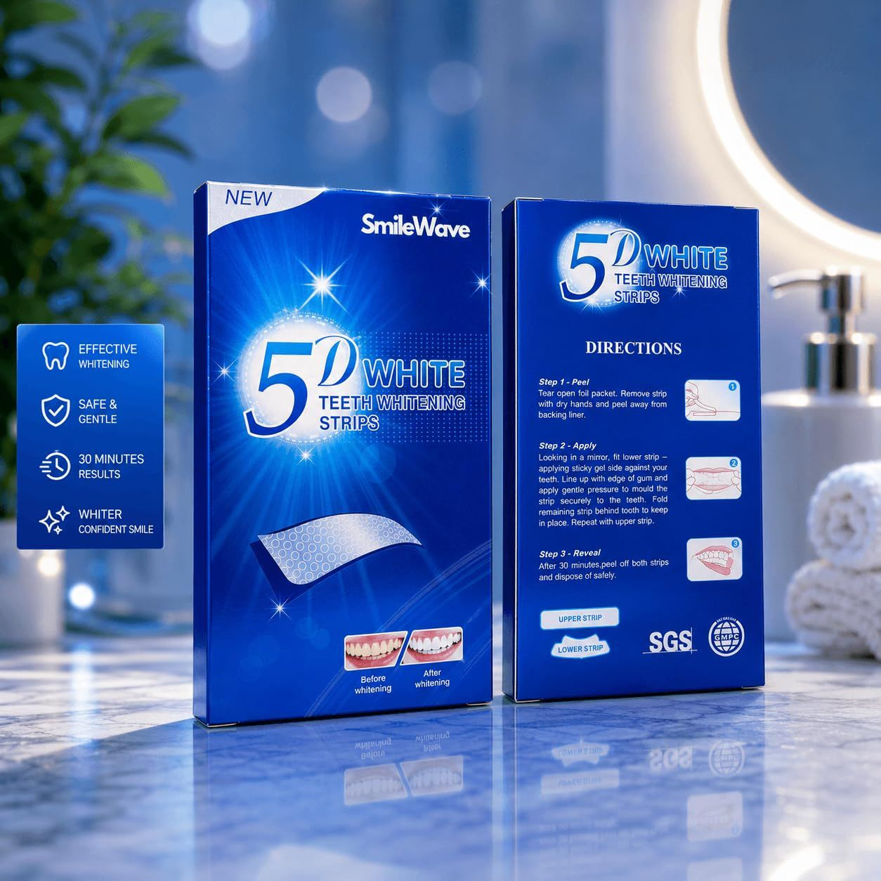 Teeth Whitening Strips – 28 (14 1 Count (Pack of 14), Transparent
