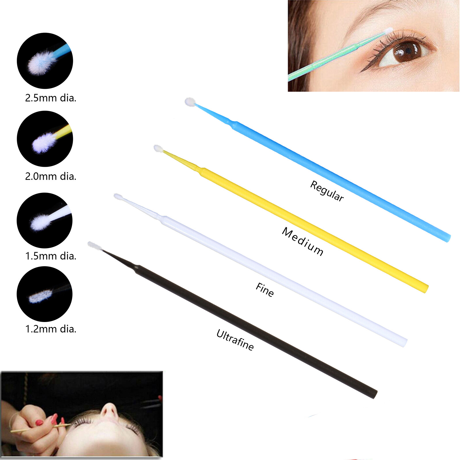 100pcs/pack Dental microbrush micro applicator tip regular/fine/ultrafine OR