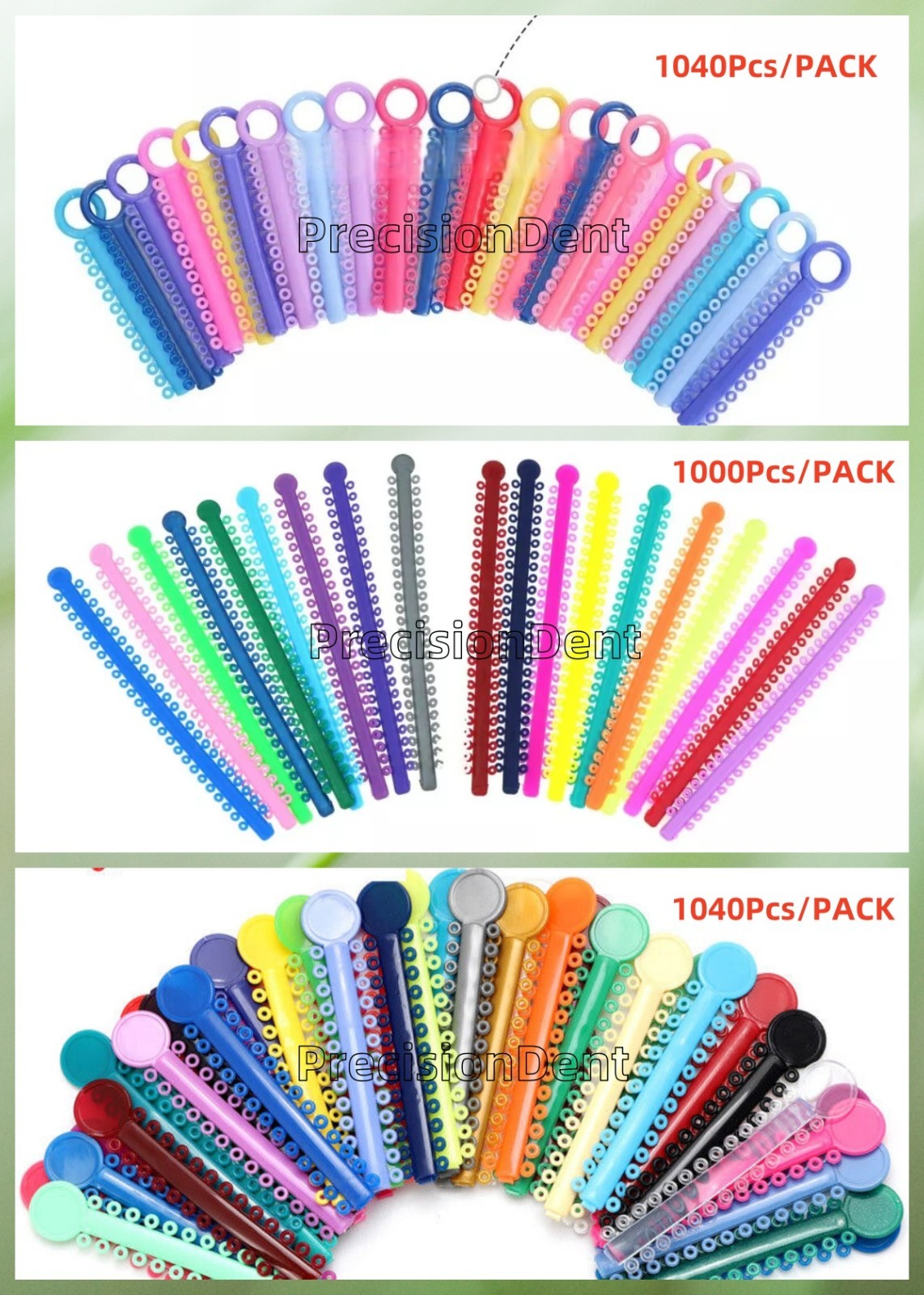 Dental Ligature Ties Elastic Rubber Band Assorted Single Color 1040/1000Pcs