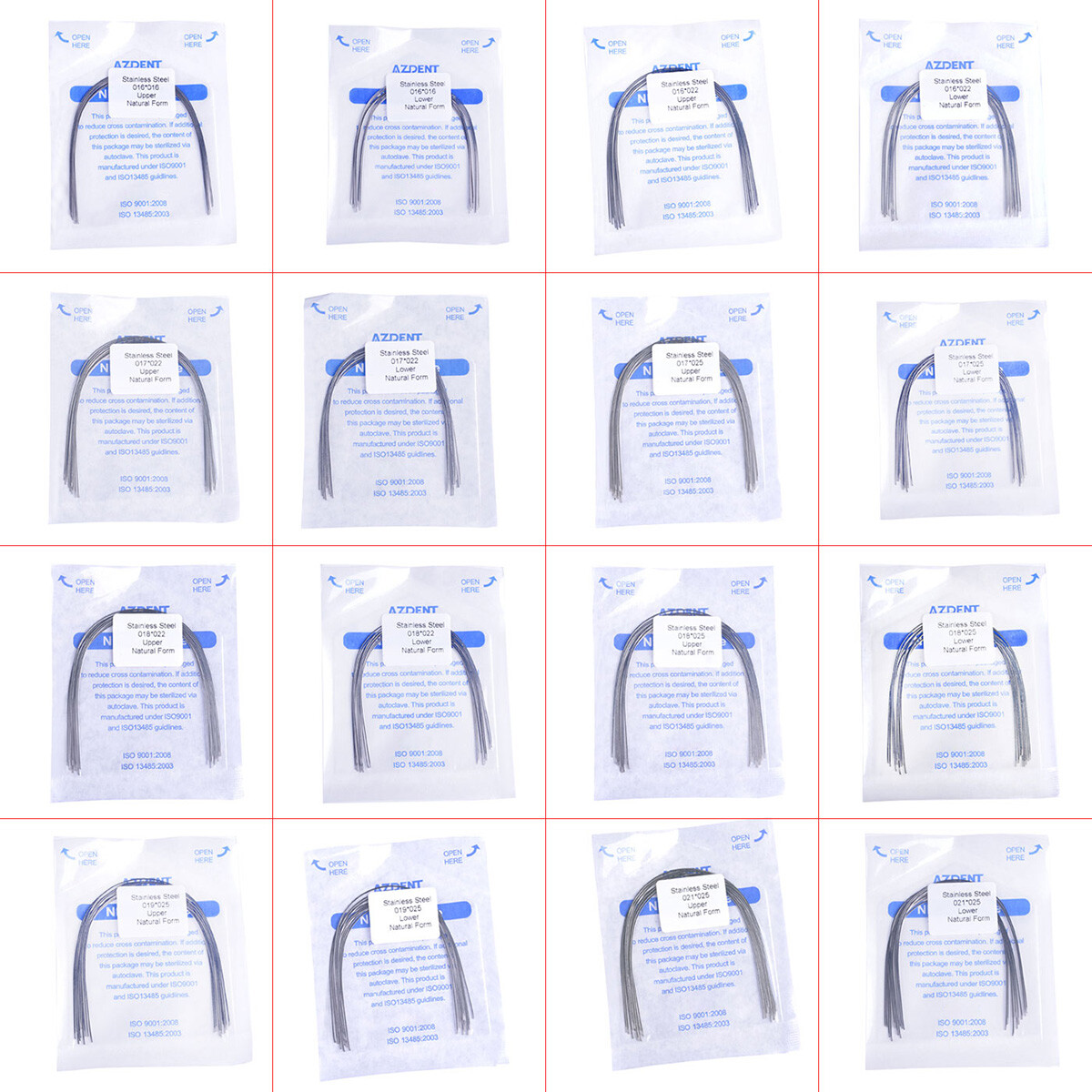16 Sizes 10X Dental Orthodontic Arch Wire Stainless Steel Rectangular Natural AZ