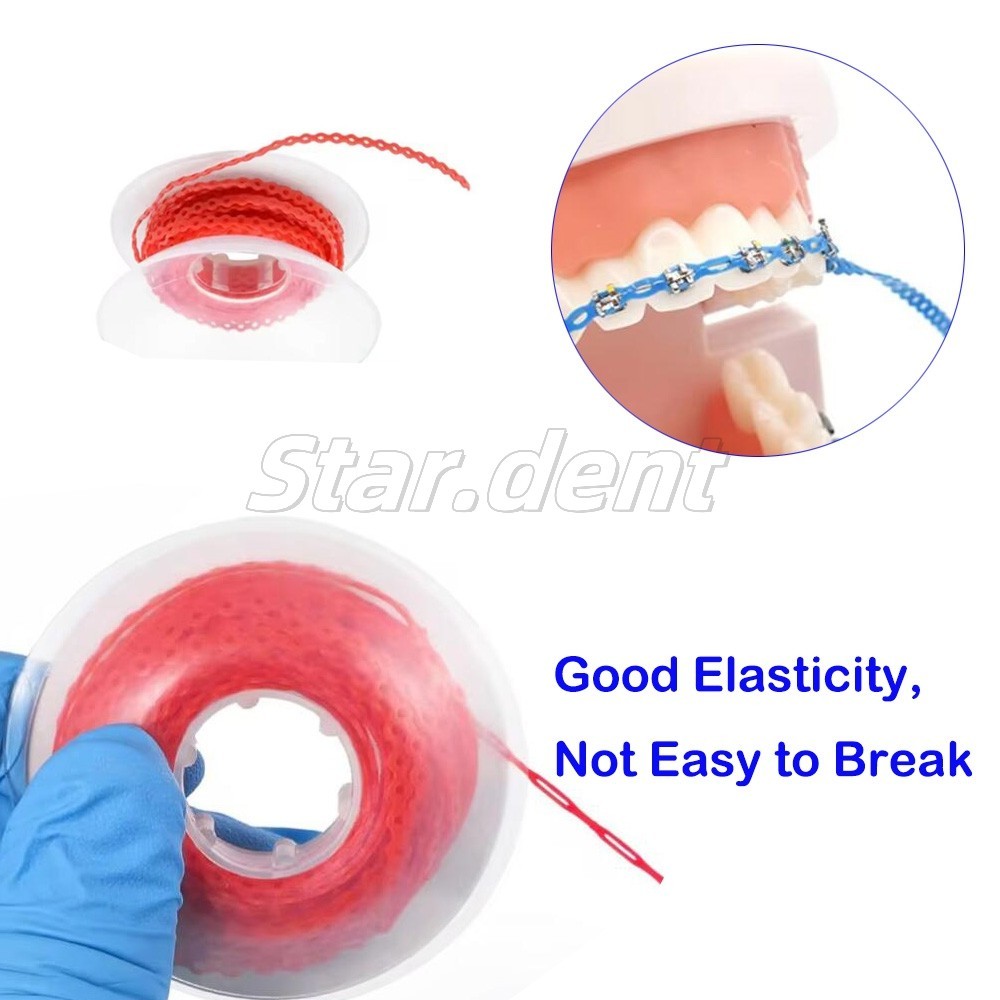 Dental Ortho Elastic Ultra Power Chain Rubber Braces Bands Long/Short/Continuous