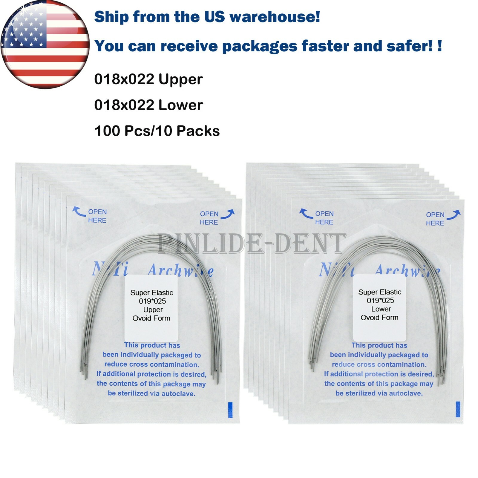 US Dental Orthodontic Super Elastic Niti Rectangular Arch Wires Ovoid All Size