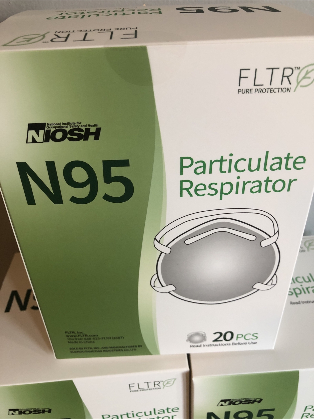 FLTR Pure Protection NIOSH N95 Particulate Respirators 20pk