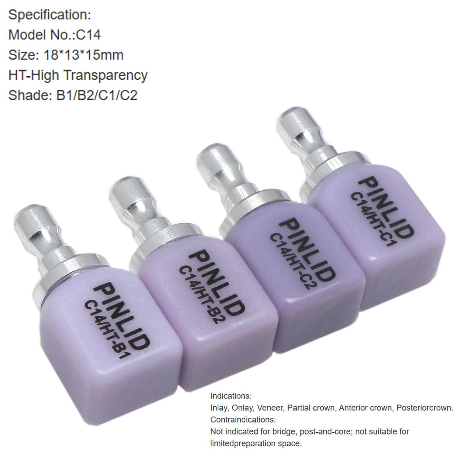 Dental lithium disilicate glass-ceramic C14 HT/LT InLab IPS e.max CAD/CAM Blocks