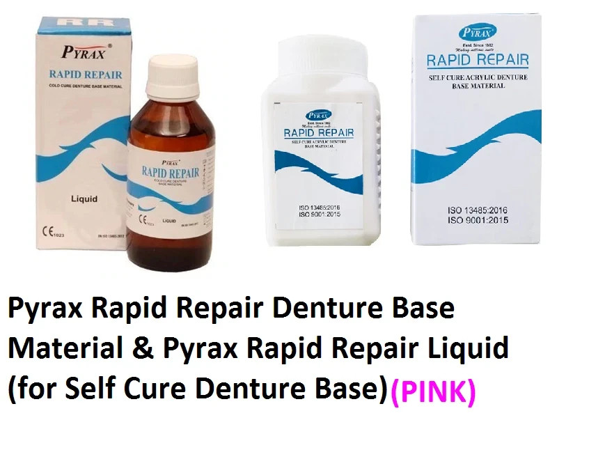 Dental Rapid Repair Self Cure Liquid 100ml & Powder 100gm (Pink) Same as Picture