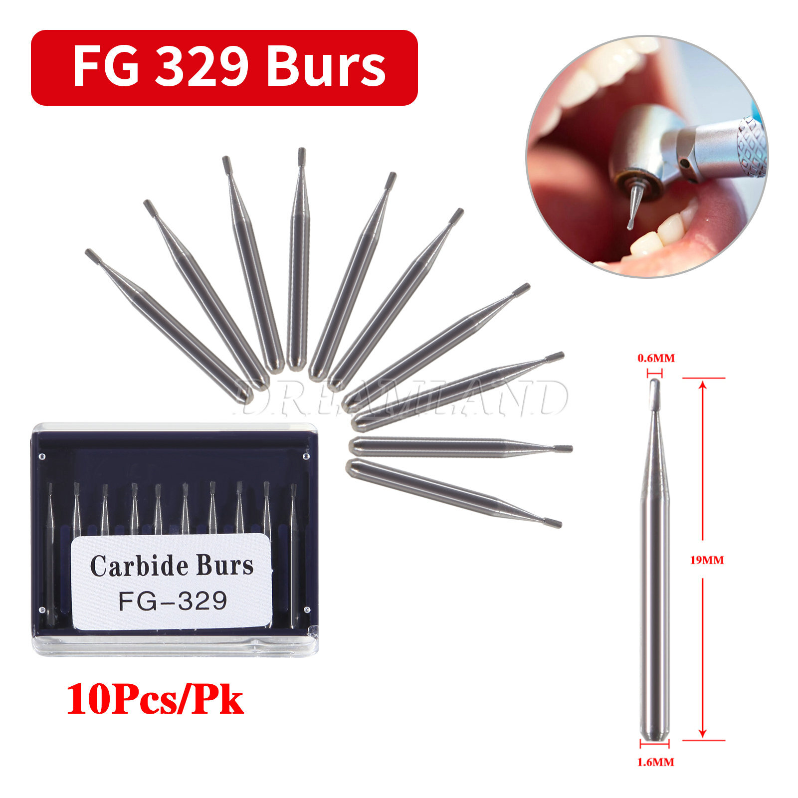 Dental Carbide Burs FG 329 Pear For High Speed Handpiece Friction Grip