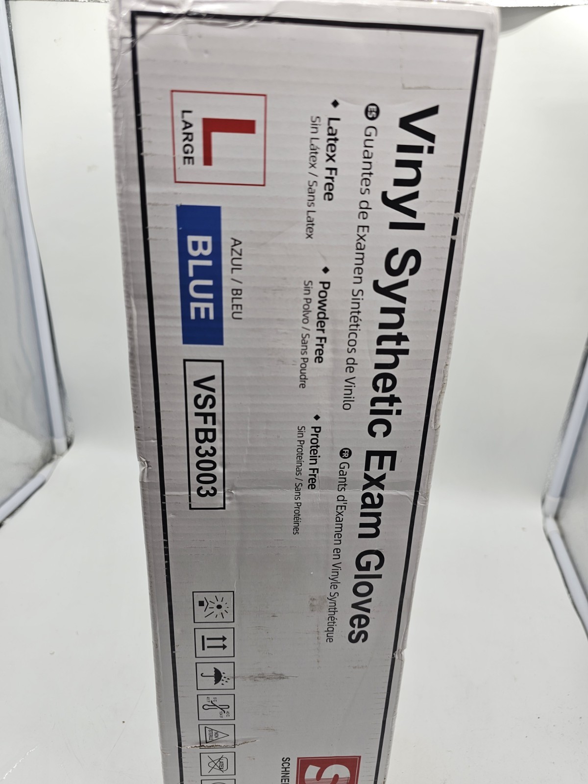 1000 Schneider Blue Vinyl Synthetic Exam Gloves Large VSFB3003 10 Boxes