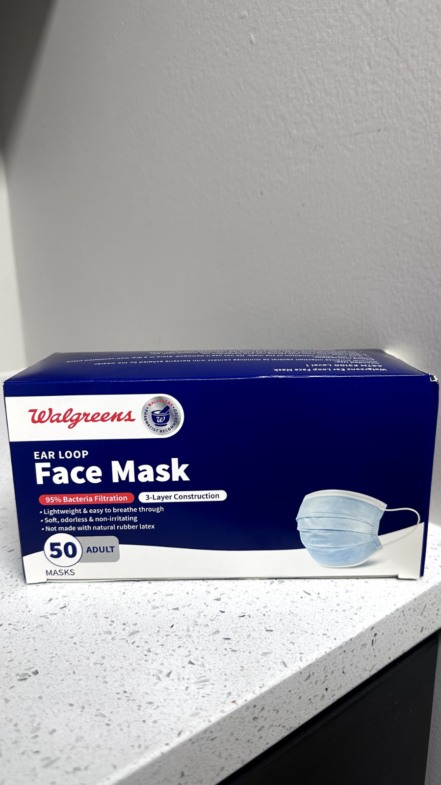 Walgreens Ear Loop Face Mask Adult 50 ea