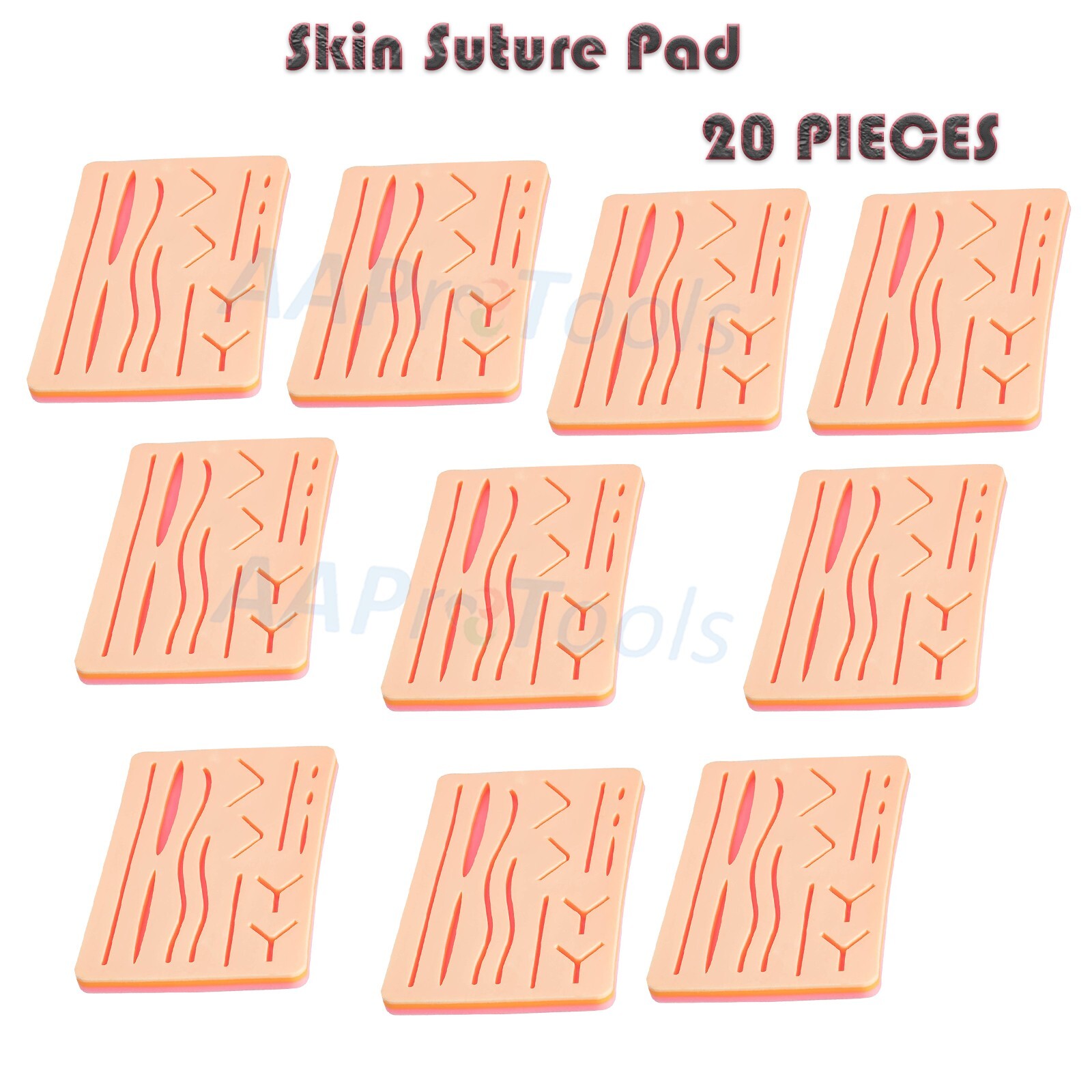 20 Medi Skin Suture Practice Silicone Pad Wound Simulated Surgical Training Kit