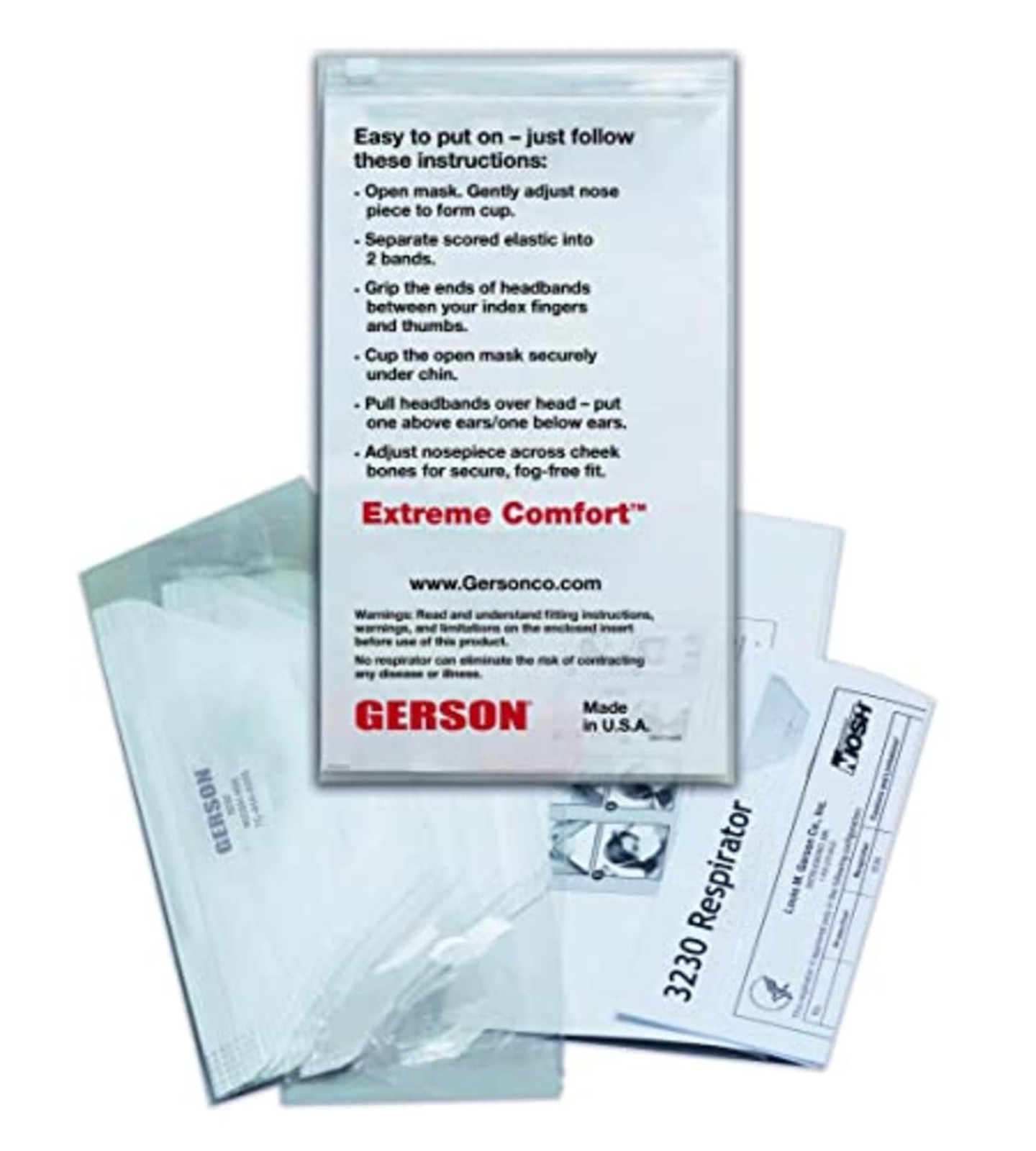 N95 Pouch Respirator (3230), NIOSH-Approved, Made in U.S.A., One-Size, 50 Res…