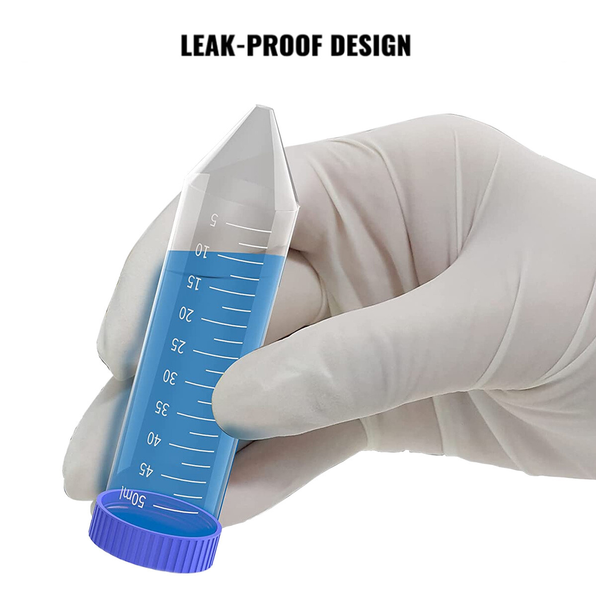 500PCS 50ml Plastic Centrifuge Tube Flat Top Screw Cap Gamma Sterile Graduated